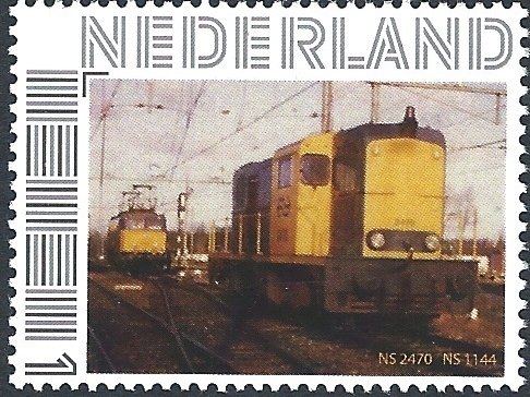 personalised stamp of The Netherlands with trains, trams, stations etc